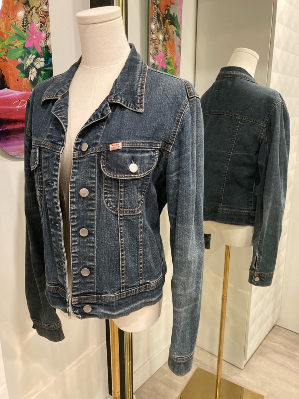 Miss Sixty Distressed Made In Italy Style Ross Dark Blue Denim Jacket